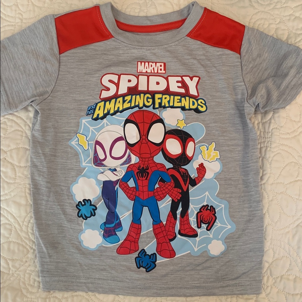 Marvel Spidey and Friends Gray T-Shirt with Red Accents